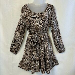 NWT Urban Rose Women’s Long Sleeve Leopard Print Mini Dress / Medium